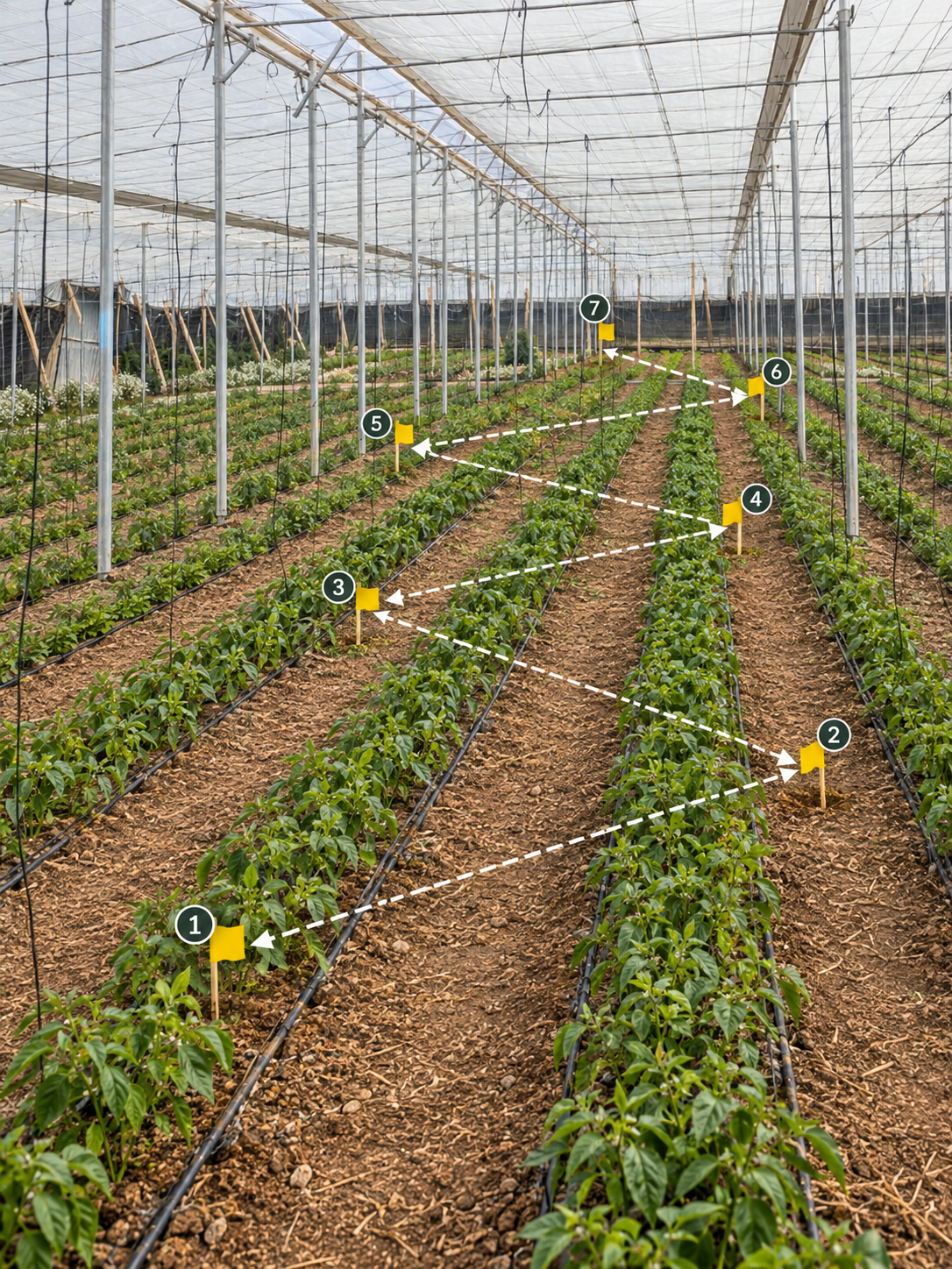 Recorrido en zigzag para toma de muestras de suelo